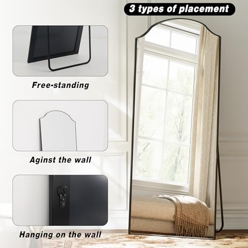 VooBang Wave Curved Top Arched Mirror Full Length, 71"x32" Large Mirror - size: 71"L x 32"W