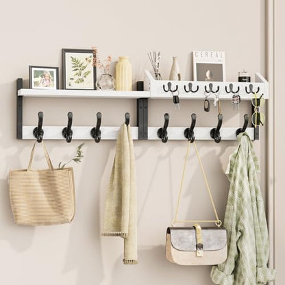 Evermagin 35" Coat Rack Wall Mount with Shelf for Entryway, White - color: White, size: 35 inch