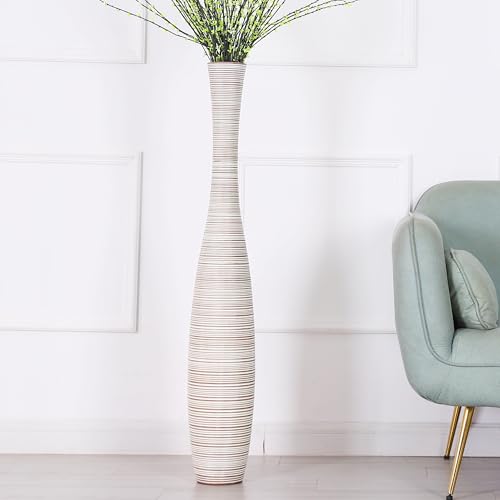 Leewadee Decorative Tall Floor Vase for Living Room Decor, 41 inches, White Wash, Resin - color: White Wash, size: 41 inches