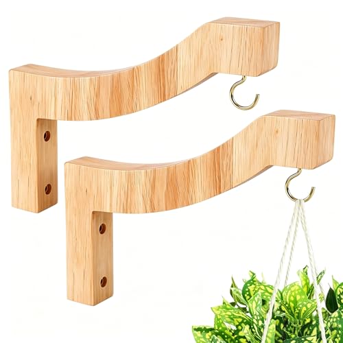 7-Inch Wooden 7-Shaped Wall Hook Plant Hanger – Ideal for Indoor/Outdoor Bird Feeders, Flower Baskets, and Wind Chimes - style: 4-7 Letter Style(2Pack)