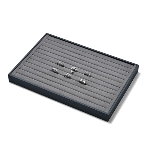 Grey Microfiber Ring Jewelry Display Organizer Tray - size: 11 Slot