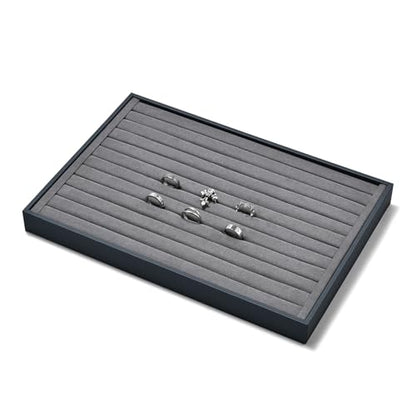 Grey Microfiber Ring Jewelry Display Organizer Tray - size: 11 Slot