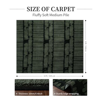 YIHOUSE Abstract 8x10 Area Rug Olive Green: Washable Geometric Rug - size: 8' x 10' (Rectangular)