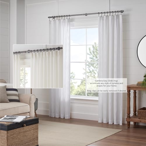 Cambria Designer 2" Matte Graphite Quiet Glide Curtain Rings 18 Pack - color: Matte Graphite, size: Large 2 in