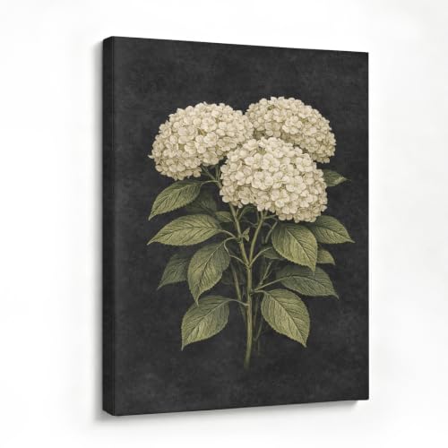 Framed Botanical Wall Art, Moody Hydrangea Canvas Prints, 16x24 Inch - color: Hydrangea