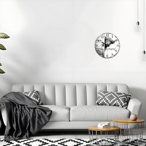 XNM 14 Inch Highland Cow Glass Wall Clocks Battery Operated - color: Black3, size: 14 Inch