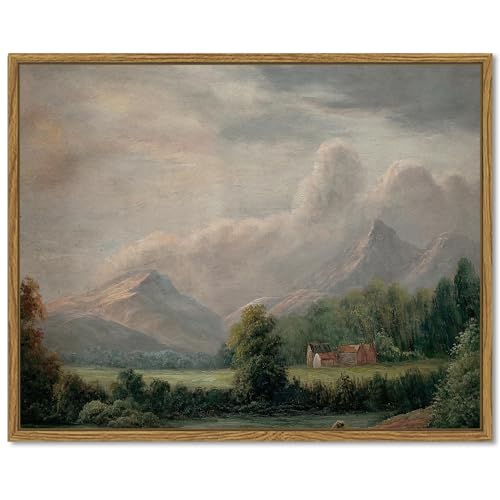 SHENIFY Vintage Landscape Framed Canvas Wall Art Retro Village Prints Modern Kitchen Bathroom Office Decor - 11x14in Natural Framed - color: Countryside, size: 14"L x 11"W