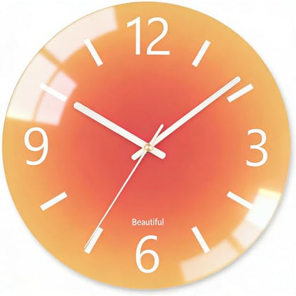 Tempered Glass Wall Clock, 14 Inch Sunset Decorative Clock - color: Sunset