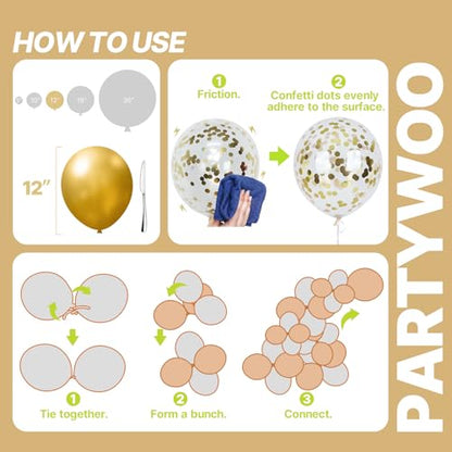 PartyWoo Metallic Balloons 66pcs 12 Inch Metallic Multicolor Balloons - color: Multi-3324