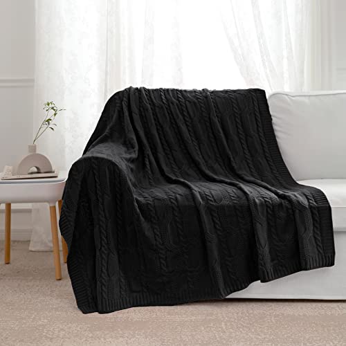 Aormenzy Black Knit Throw Blanket, 50" x 60" - color: Black, size: 50" x 60"