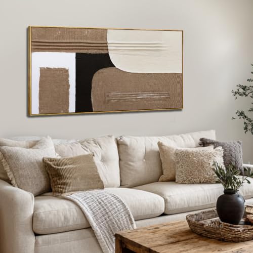 Abstract Wall Art Black White Brown Wall Decor Living Room 24x48in - color: Black and White and Brown, size: 48"L x 24"W