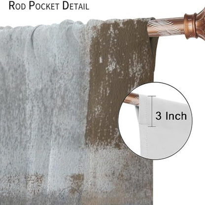 Rustic Curtains Tan Brown Grey Abstract Pattern Blackout Print Rod Pocket Window Drapes for Bedroom Living Room 42x45in - color: Rustic-8, size: 21"W x 45"L (Pack of 2)