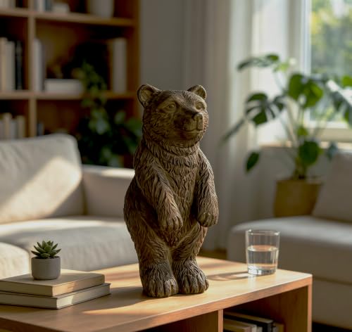 Rustic Bear Statue Shelf Decor - color: Black-brown