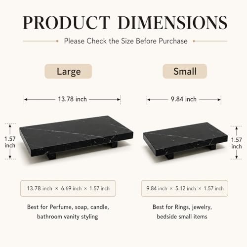 Black Marble Large Pedestal Tray for 13.8 in - color: Black Marble-13.8 in