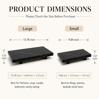Black Marble Large Pedestal Tray for 13.8 in - color: Black Marble-13.8 in