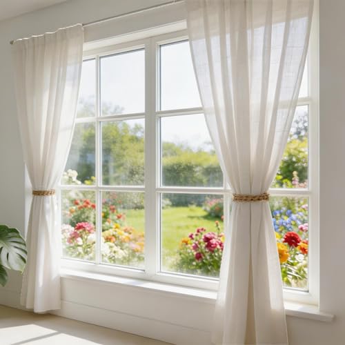 4PCS Boho Elegant Rustic Curtain Tiebacks, Curtain Holdbacks Suitable for Home, Bedroom, Office Window Decoration(Linen)