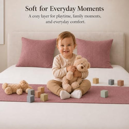 Solid Bed Runner Set,2 Pillow Covers,Dusty Rose,82.7x19.7in - color: Dusty Rose, size: Full/Queen