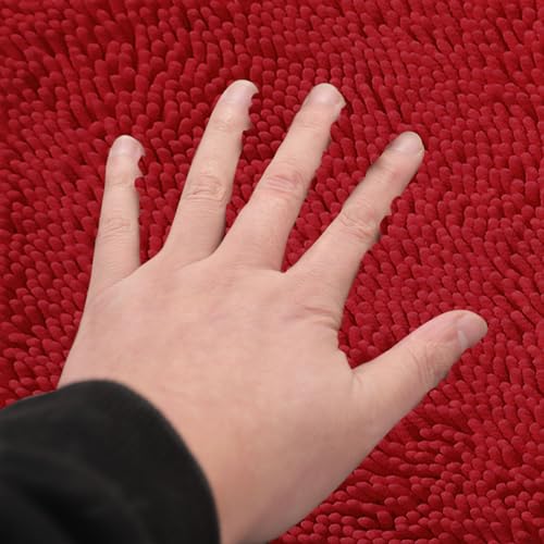 Non-Slip Bath Rug,Extra Soft Microfiber Bedroom Shag Carpet with Anti-Slip Backing,Water/Dust Absorbent Fast Dry Shower Mat,Sound Insulated Stairs Pad,Machine Washable (Red,15 x 23 Inches) - color: Red, size: 15"x23"