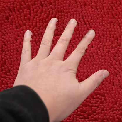 Non-Slip Bath Rug,Extra Soft Microfiber Bedroom Shag Carpet with Anti-Slip Backing,Water/Dust Absorbent Fast Dry Shower Mat,Sound Insulated Stairs Pad,Machine Washable (Red,15 x 23 Inches) - color: Red, size: 15"x23"