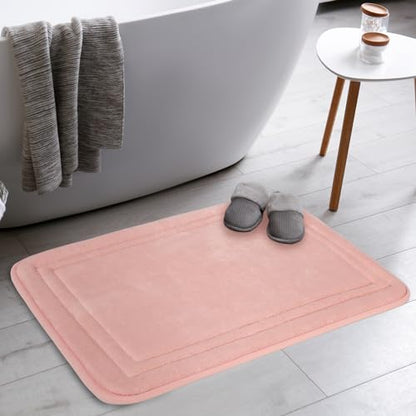 Pink Memory Foam Bath Mats Non-Slip Washable 20x32 Microfiber Bathroom Rug - color: Pink, size: 20" x 32"