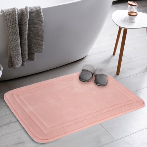 Pink Bathroom Rugs Memory Foam Bath Mat Runner Rug Set of 2 - color: Pink, size: 17 in x 24 in and 16 in x 47 in