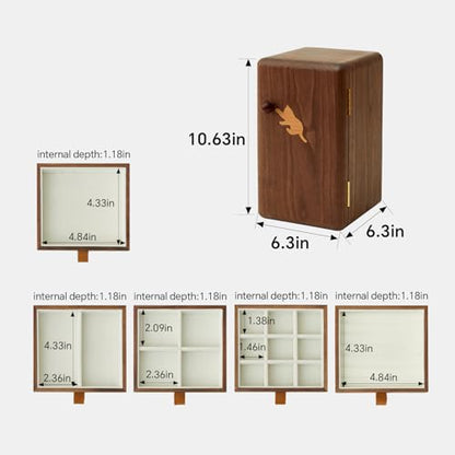 Black Walnut Solid Wood Cabinet Jewelry Box, Large - size: cat