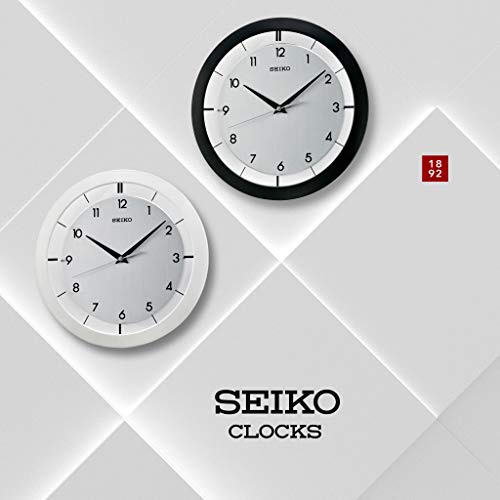 SEIKO 11 Inch St James Brushed Metal Wall Clock, Black - color: Black