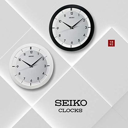 SEIKO 11 Inch St James Brushed Metal Wall Clock, Black - color: Black
