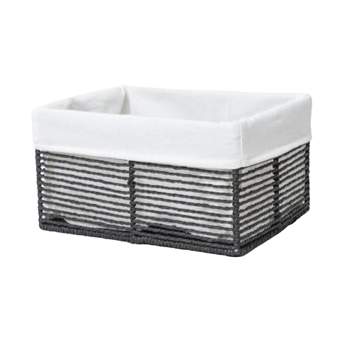 GYASVWU Hand-Woven Paper Rope Storage Baskets,Rectangular Wicker Baskets for Organizing,Decorative Woven Basket for Storage,Shelf Basket for Living Room,Storage Baskets for Pantry (Black - Small) - color: Black - Small