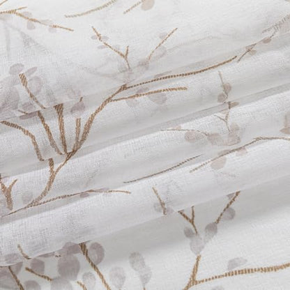 MYSKY HOME Brown Sheer Curtains 84 inches Long for Bedroom Living Room - color: B-brown, size: 52"W x 84"L (Pack of 2)