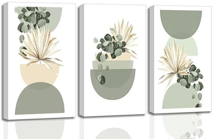 LAJDXSX 3 Pcs Neutral Abstract Boho Canvas Wall Art - color: Sage, size: 16x24in-Canvas