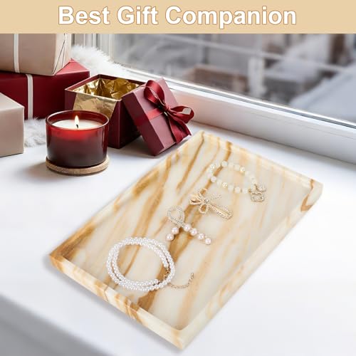 100% Marble Vanity Tray for Bathroom Counter, Kitchen, Coffee 11.8" - color: Calacatta Glod