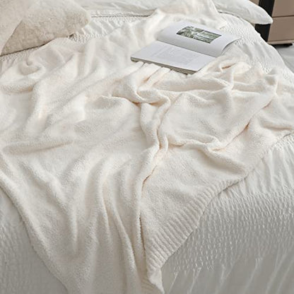 bearberry Knit Throw Blanket 40x50 Cream Super Soft Plush for Couch - color: Cream, size: Kids(40″x50″)