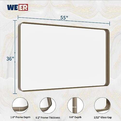 WEER Bathroom Vanity Mirror Bronze 55X36 Inch - color: Bronze, size: 55"L x 36"W