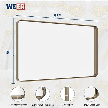 WEER Bathroom Vanity Mirror Bronze 55X36 Inch - color: Bronze, size: 55"L x 36"W