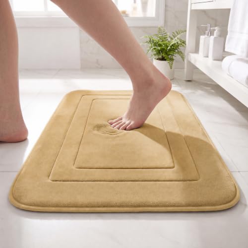 Cupic Cupid Memory Foam Bath Mat 20"×32", Non Slip Bathroom Rugs，Deep Khaki - color: Deep Khaki, size: 1'8" x 2'8" (20" x 32")