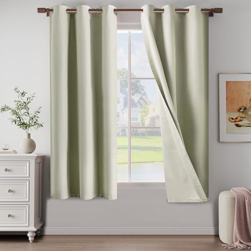 100% Blackout Linen Textured Curtains 72 Inch Length 2 Panels Set for Children's room, Bedroom, Light Weight Curtains with Grommets Top, Blackout Curtains Privacy Protection, Beige, 37" W x 72" L - color: Beige, size: 37"W x 72"L (Pack of 2)