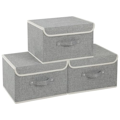Foldable Fabric Storage Cubes with Lids,Grey 13x9.1x7.9in,3 Pack - color: Grey, size: 13x9.1x7.9in(3-pack)