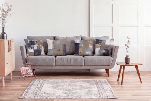 Brown Grey Abstract Throw Pillow Covers 20x20 Set of 4 - color: Earth Tone Brown and Blue Grey, size: 20" x 20" (Pack of 4)