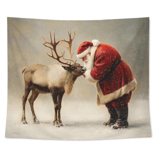 AHNWICNR Santa Claus and Reindeer Tapestry, Christmas Wall Hanging Decor - color: Santa Reindeer