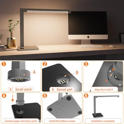 Aluminum LED Desk Lamp with Charging Station, 15W Table Lamp Work - color: Silver