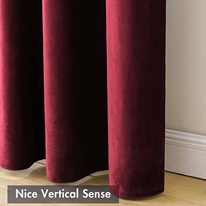 MIULEE Burgundy Red Blackout Velvet Curtains Drapes 72 Inch Long 52"x72" - color: Burgundy, size: 52"W x 72"L (Pack of 2)