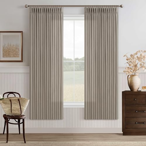 Burlywood Semi Sheer Burlap Pinch Pleated Curtains 72 Inches Long 2 Panels - color: Burlywood Birch, size: 50"W x 72"L (Pack of 2)