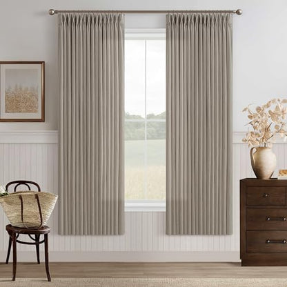 Burlywood Semi Sheer Burlap Pinch Pleated Curtains 72 Inches Long 2 Panels - color: Burlywood Birch, size: 50"W x 72"L (Pack of 2)