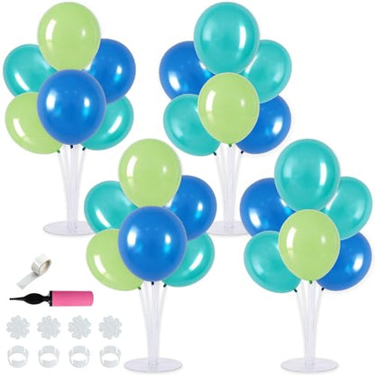 TONIFUL 4 Set Blue Cyan Green Balloon Stand Balloon Centerpieces for Table - color: Blue Cyan Green