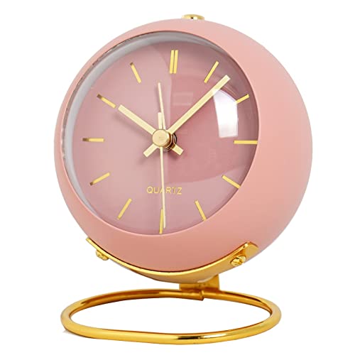SHISEDECO Small Tableclocks Classic Non-Ticking Tabletop Alarm Clock,Pink - color: Rn-pink