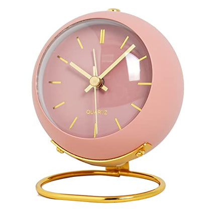 SHISEDECO Small Tableclocks Classic Non-Ticking Tabletop Alarm Clock,Pink - color: Rn-pink