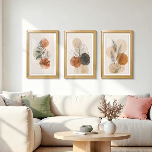 Framed Abstract Canvas Wall Art 3Pcs,Tropical Botanical Decor 12x16inch - color: Watercolor Fern, size: 16" H x 12" W x 3Pcs
