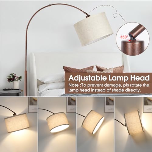 Dimmable Arc Floor Lamps, Antique Bronze Lamp with Adjustable Hanging Shade - color: Antique Bronze