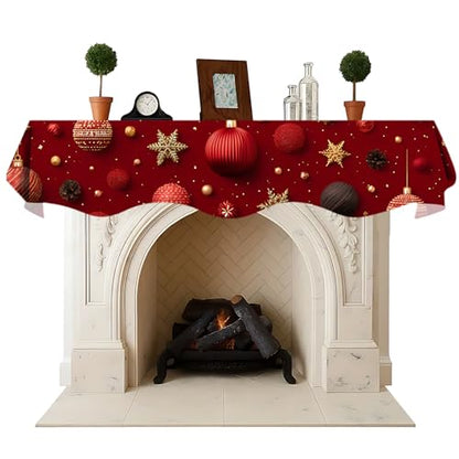 NYZE Christmas Mantel Scarf 70 x 17 Inch Fireplace Mantel Scarf Cover Decoration for Christmas Fireplace Scarf Shelf Top Runner Holiday Winter Home Decor - size: 70 x 17 in, style: Ball